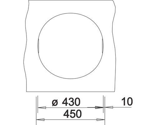 Technische Zeichnung mit einem Durchmesser von 430 Millimeter und einer Größe von 450 Millimeter