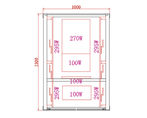 Technische Zeichnung eines Schranks mit Maßangaben
