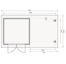 Grundriss eines Gartenhauses mit Maßangaben