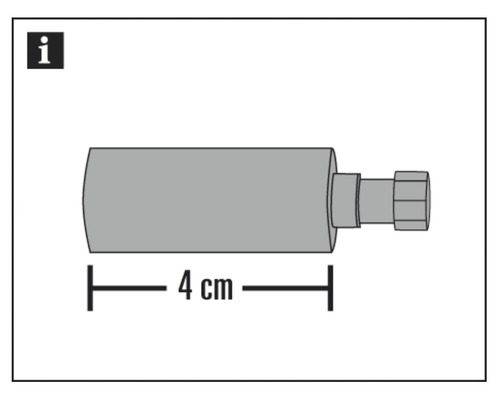 Abbildung eines 4 cm langen Zylinders mit Anschlussstück