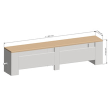 Heizkörperverkleidung mit den Maßen 1800 mm Länge, 315 mm Tiefe und 450 mm Höhe