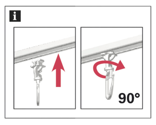 Anleitung zur Befestigung von Gardinenröllchen an einer Gardinenschiene