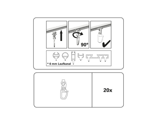 Anleitung zur Anbringung von Gardinenröllchen, 20 Stück