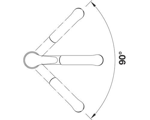 Darstellung eines Werkzeug-Drehwinkels von 90 Grad
