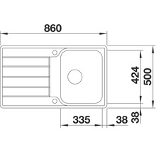 Flächenbündige Spüle Blanco Classimo 45 S-IF 500x860 mm Edelstahl Bürstfinish-thumb-2