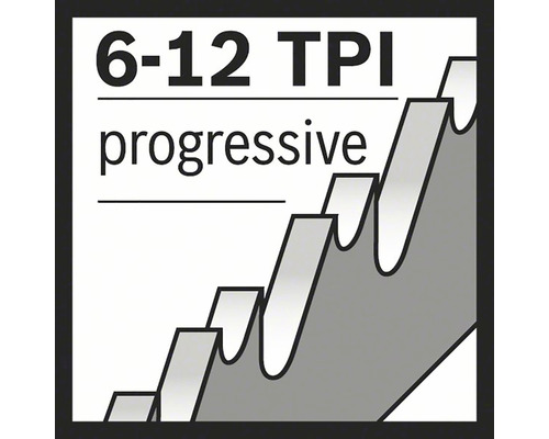 Sägeblatt mit progressiver Zahnteilung von 6 bis 12 Zähnen pro Zoll