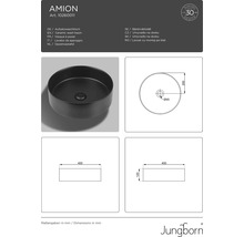 Aufsatzwaschbecken Jungborn Amion 40x40x cm mit Keramikstopfen schwarz matt-thumb-6