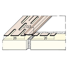 Schematische Darstellung eines Bodenaufbaus mit Dämmung und Holzbalken