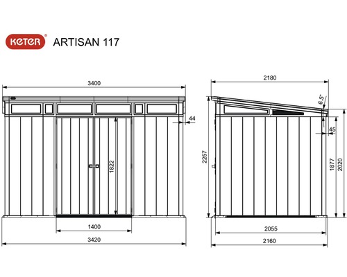 Keter Artisan 117 Gartenhaus Abmessungen