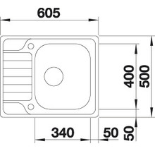 Spüle Blanco Dinas 45S 500x605 mm Mini Edelstahl Bürstfinish-thumb-2