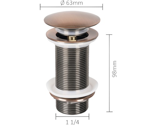 Waschtischablaufgarnitur mit den Maßen 63 mm Durchmesser und 98 mm Höhe