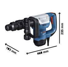 Bosch Professional Bohrhammer mit den Maßen 460 mm Länge, 103 mm Breite und 235 mm Höhe