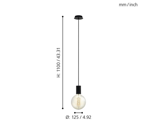 Hängeleuchte mit den Maßen 1100 mal 125 Millimeter