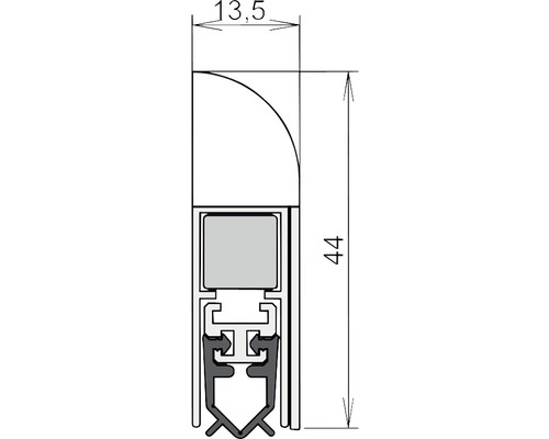 Technische Zeichnung eines Türdichtprofils mit Abmessungen