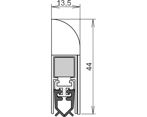 Technische Zeichnung eines Dichtungsprofils mit Maßangaben