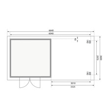 Gartenhaus Karibu Speyer 3 inkl. Anbaudach 3,3 m 664 x 331,5 cm natur