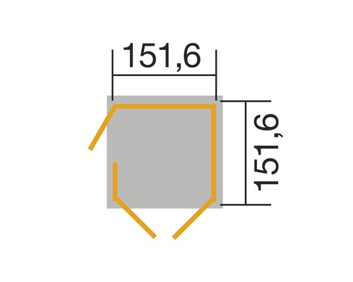 Grundriss eines Gartenhauses mit den Maßen 151,6 x 151,6 cm