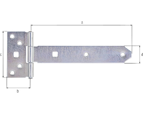 T-Band Scharnier mit Maßangaben