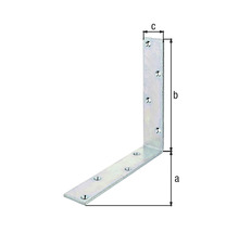 Winkelverbinder mit Abmessungen a, b und c zur Befestigung von Bauteilen.