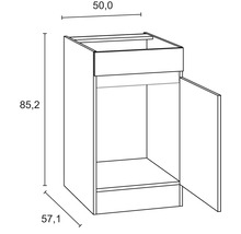 Schrank mit Tür und Maßangaben