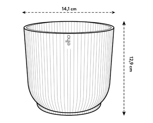 Elho Blumentopf mit den Maßen 14,1 cm Breite und 12,9 cm Höhe