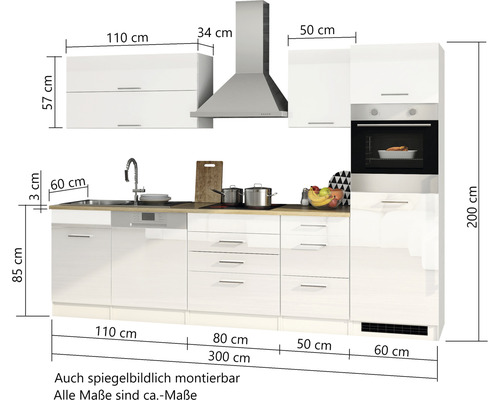 Küchenzeile Held Möbel Mailand 609.1.6211 grau/grafit 300 | HORNBACH AT