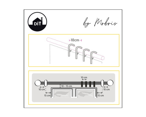 Abbildung einer Gardinenstange mit Maßen