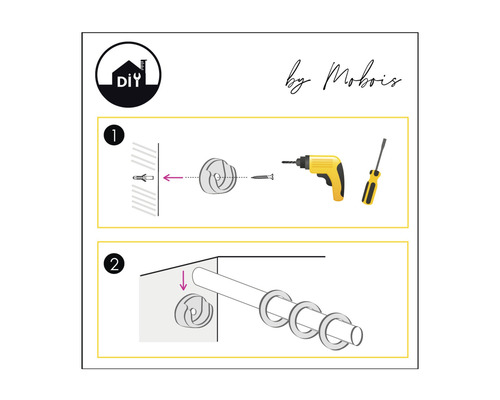 Anleitung zur Montage von Gardinenstangenhaltern an einer Wand mit Werkzeugen