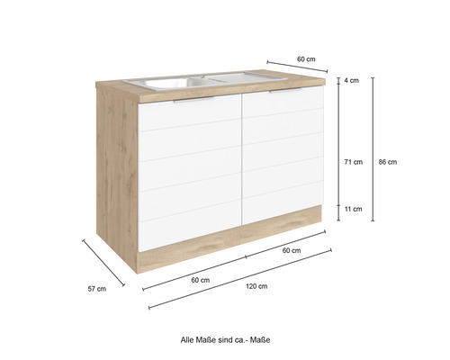 Spülenschrank mit Spüle und zwei Türen