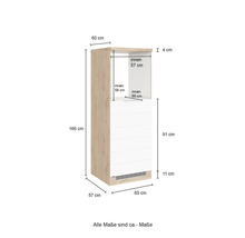 Abbildung der Maße eines Hochschranks