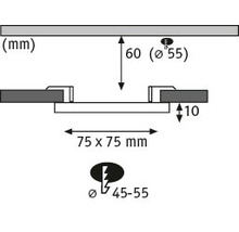 Technische Zeichnung mit Maßangaben in Millimeter