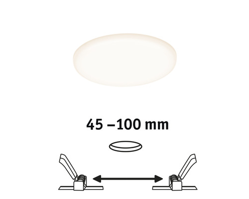 Illustration der Einbaugröße einer Leuchte mit 45 bis 100 Millimeter