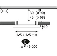 Technische Zeichnung mit Maßangaben in Millimeter