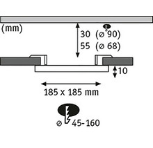 Technische Zeichnung mit Maßangaben in Millimeter