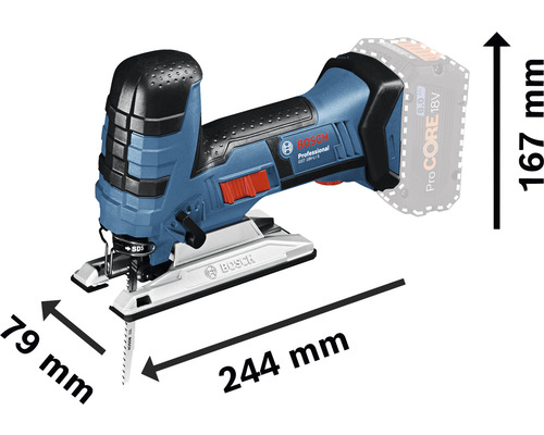 Bosch Akku Stichsäge mit Maßangaben