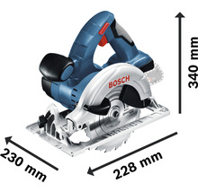 Bosch Handkreissäge mit den Maßen 230 mm x 228 mm x 340 mm