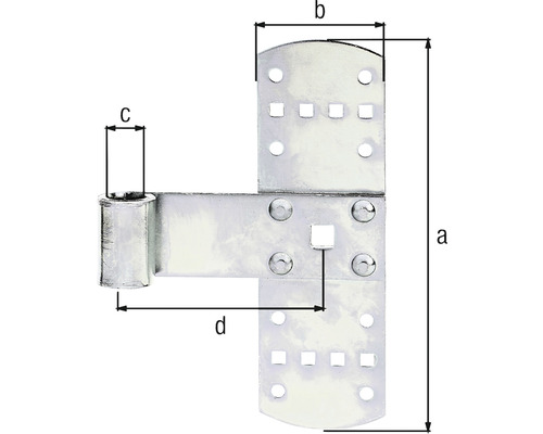 Technische Zeichnung eines Türbandes mit Maßangaben.