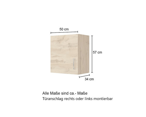 Hängeschrank mit einer Tür und den Maßen 50 x 57 x 34 cm