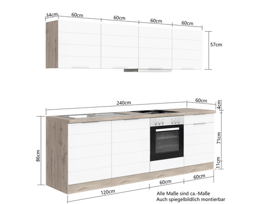 Küchenzeile mit Maßen