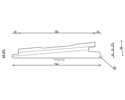 Technische Zeichnung eines Profils mit Maßangaben
