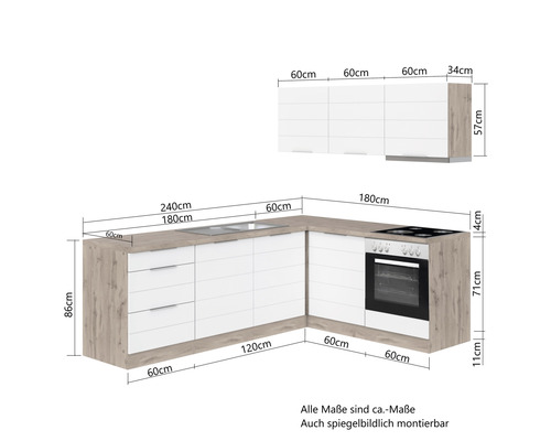 Küchenzeile mit Maßen