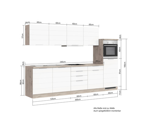 Küchenzeile mit Maßen