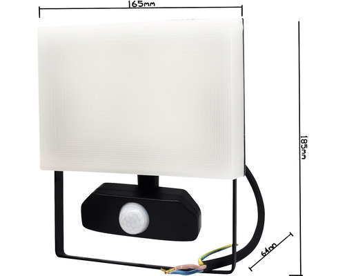 Außenleuchte mit Bewegungsmelder und Abmessungen 165 x 185 mm