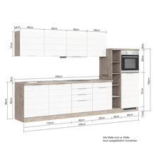 Küchenzeile mit Maßen.