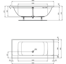 Rechteckbadewanne Ideal Standard Connect Air Duo-BW E106701 180x80 cm weiß-thumb-3 Rechteckbadewanne Ideal Standard Connect Air Duo-BW E106701 180x80 cm weiß-thumb-3