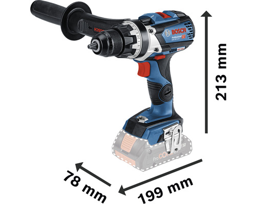 Akku-Bohrschrauber mit Abmessungen