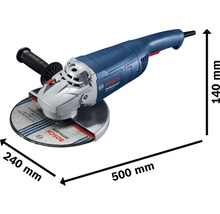 Bosch Winkelschleifer mit den Maßen 500 mm Länge, 240 mm Breite und 140 mm Höhe