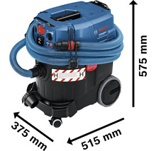 Bosch Professional Nass Trockensauger mit den Maßen 575 mm Höhe, 375 mm Breite und 515 mm Länge.
