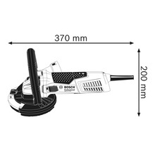 Bosch Mauernutfräse mit Abmessungsangaben 370 mm Länge und 200 mm Höhe