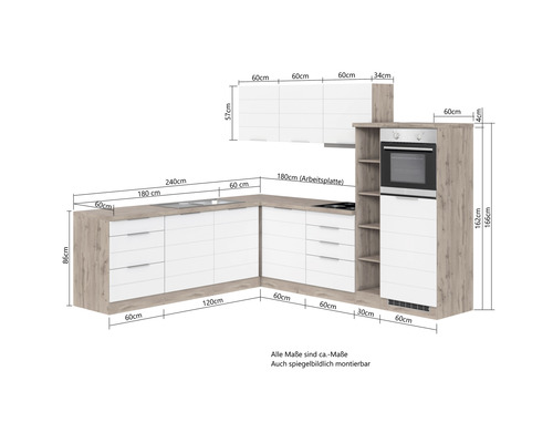 Küche mit Maßen für Planung und Einbau
